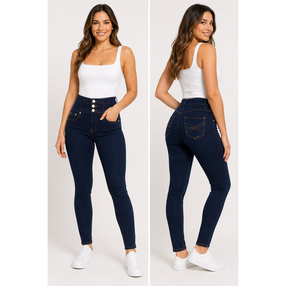 Ling Collection Womens High Rise Skinny Jeans Dark Wash Indigo Size 3/4 RN130998
